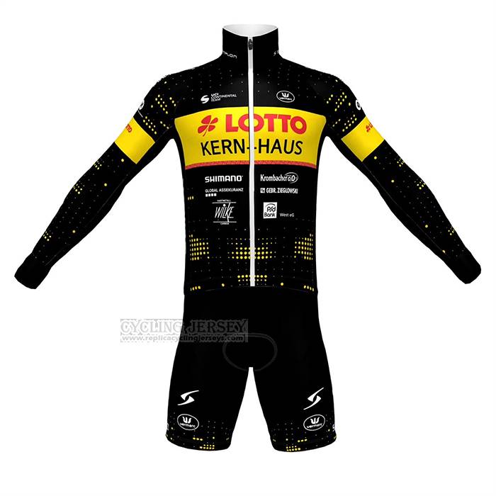 2023 Cycling Jersey Lotto-kern Haus Black Yellow Long Sleeve And Bib Short